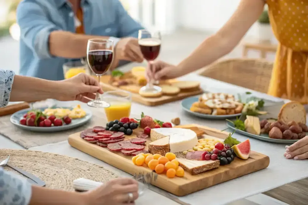 Charcuterie Board Ideas You’ll Love: Creative, Easy & Beautiful Platters charcuterie board ideas Serving a charcuterie board at a friendly brunch