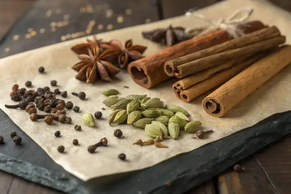 Whole spices used in garam masala blend