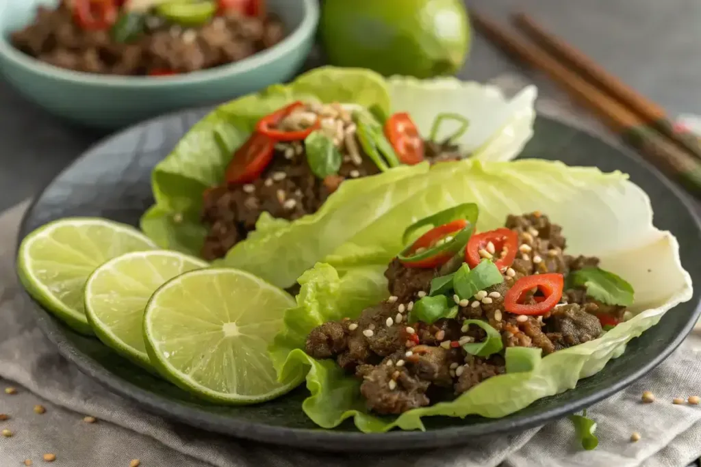 Asian ground beef lettuce wraps keto